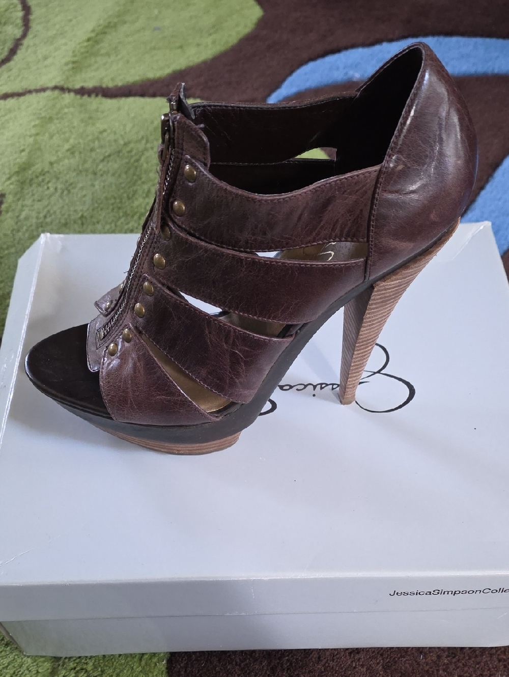 Jessica Simpson Dark Brown Strappy Zipper Platform Pump